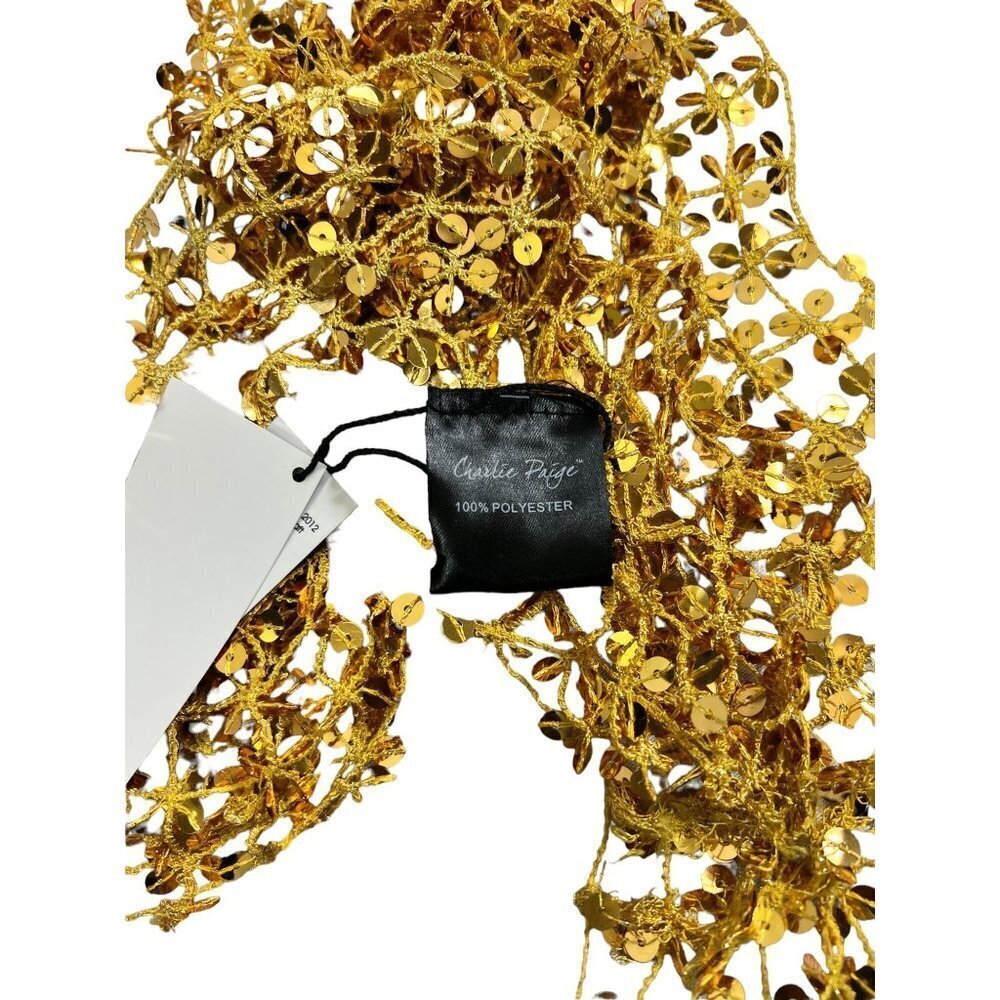 Charlie Paige Women's Gold Sequin Scarf - Picture 5 of 6